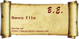 Bencs Ella névjegykártya